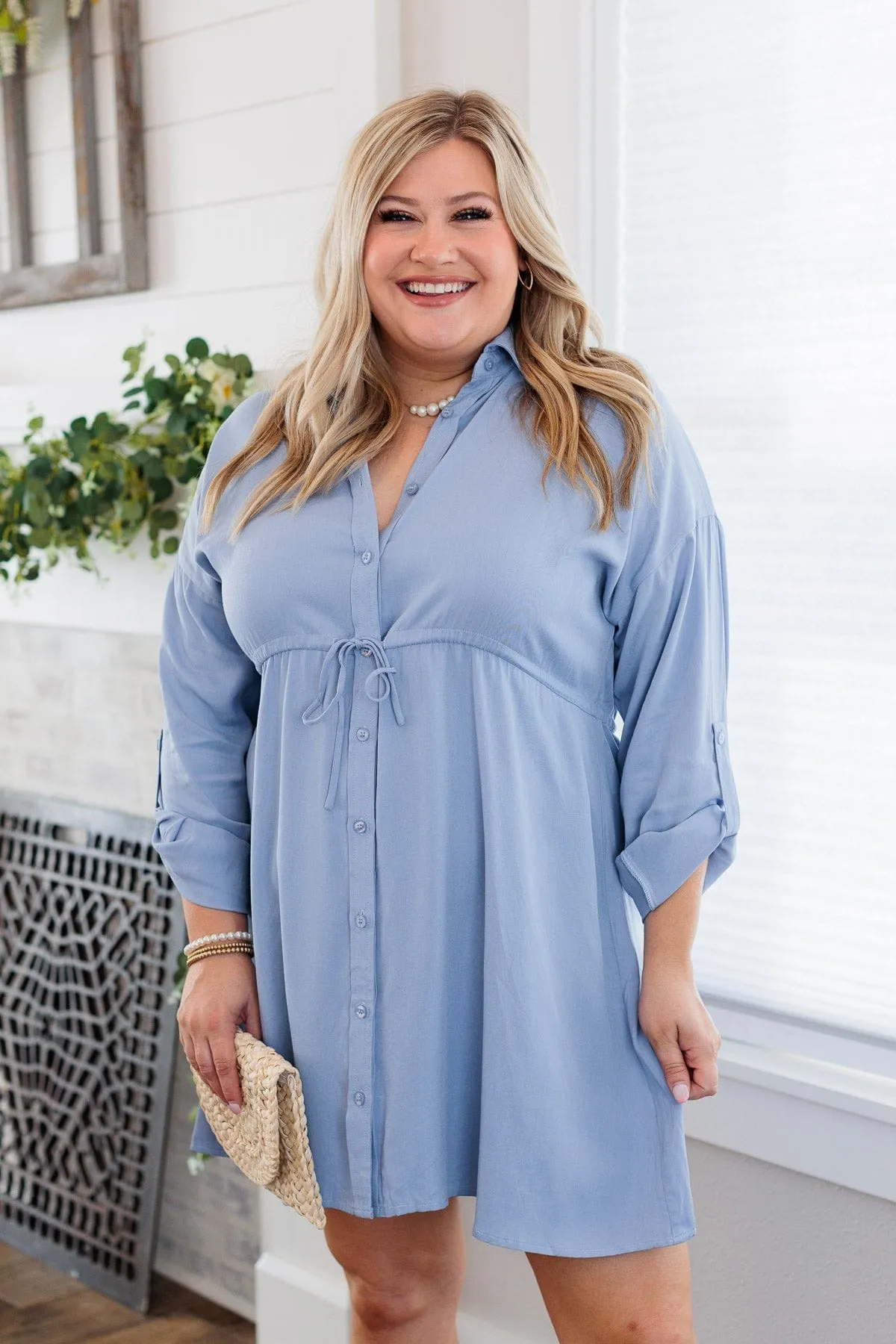 Fairytale Endings Chambray Dress- Light Denim