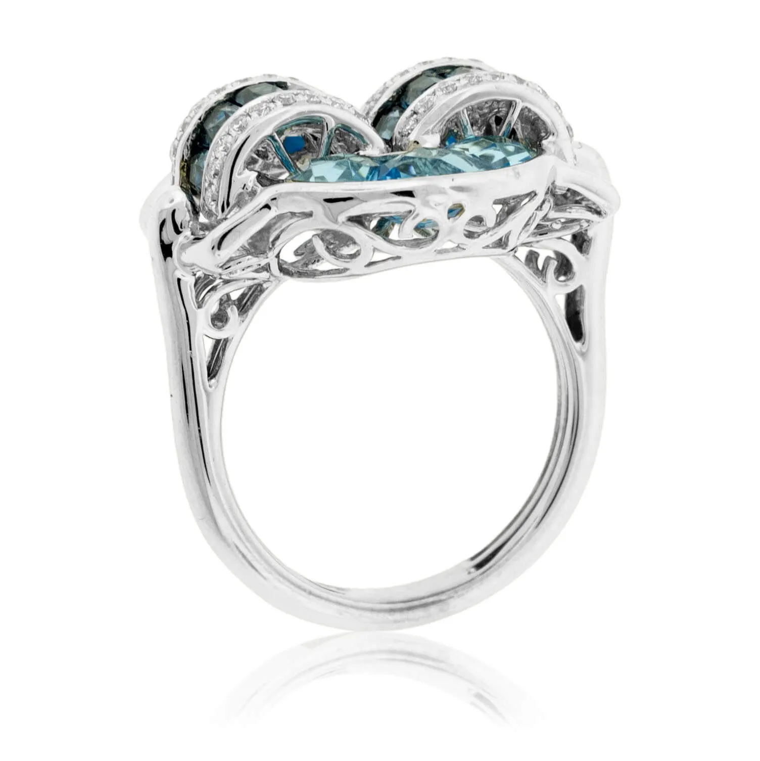 Fancy Cut London Blue Topaz with Diamond Accents Ring