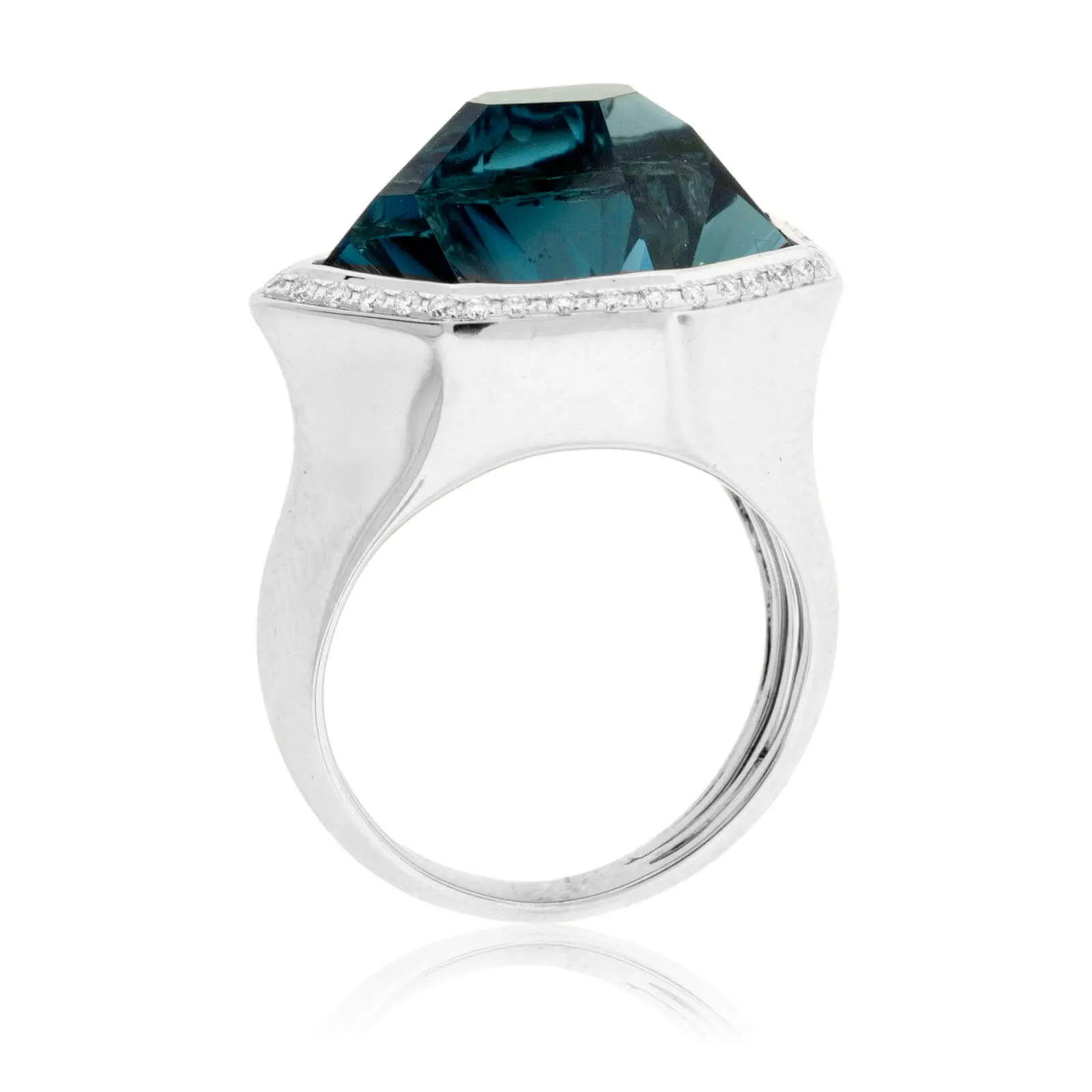 Fancy Cut London Blue Topaz with Diamond Halo Ring