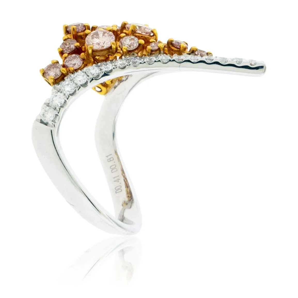 Fancy Natural Pink Diamond & Diamond Accented Deep V Ring