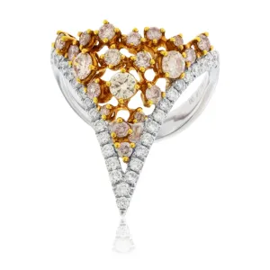 Fancy Natural Pink Diamond & Diamond Accented Deep V Ring