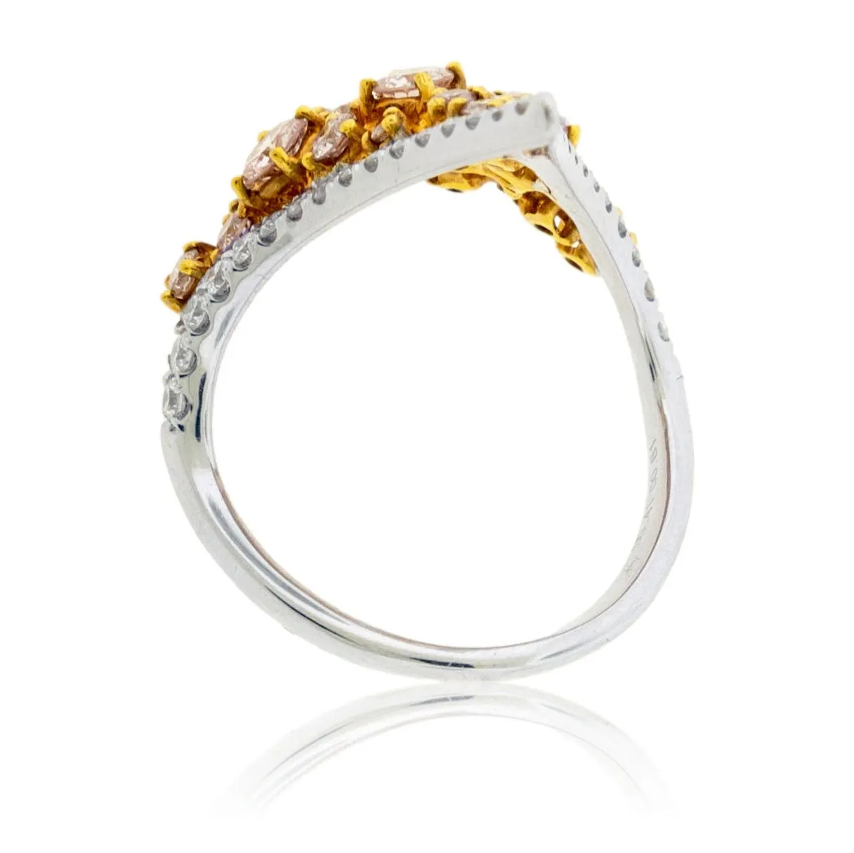 Fancy Natural Pink Diamond & Diamond Accented Deep V Ring