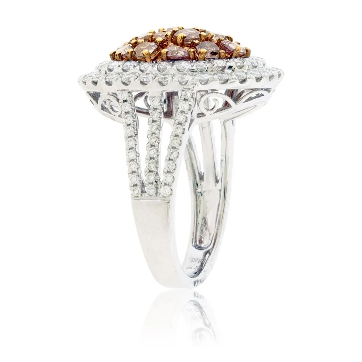 Fancy Natural Pink Diamond & Double Diamond Halo Ring