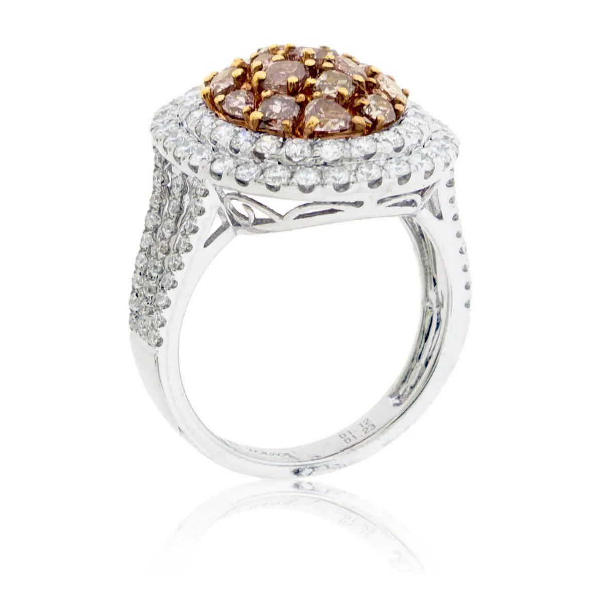 Fancy Natural Pink Diamond & Double Diamond Halo Ring