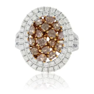 Fancy Natural Pink Diamond & Double Diamond Halo Ring