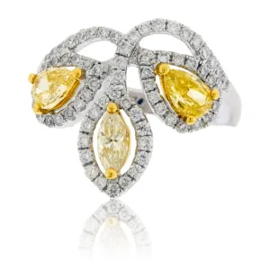 Fancy Natural Yellow Diamond & Diamond Accented Ring