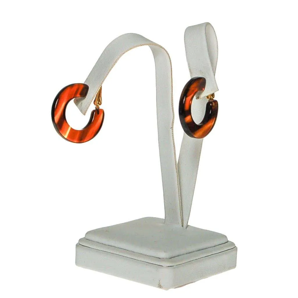 Faux Tortoise Lucite Hoop Earrings