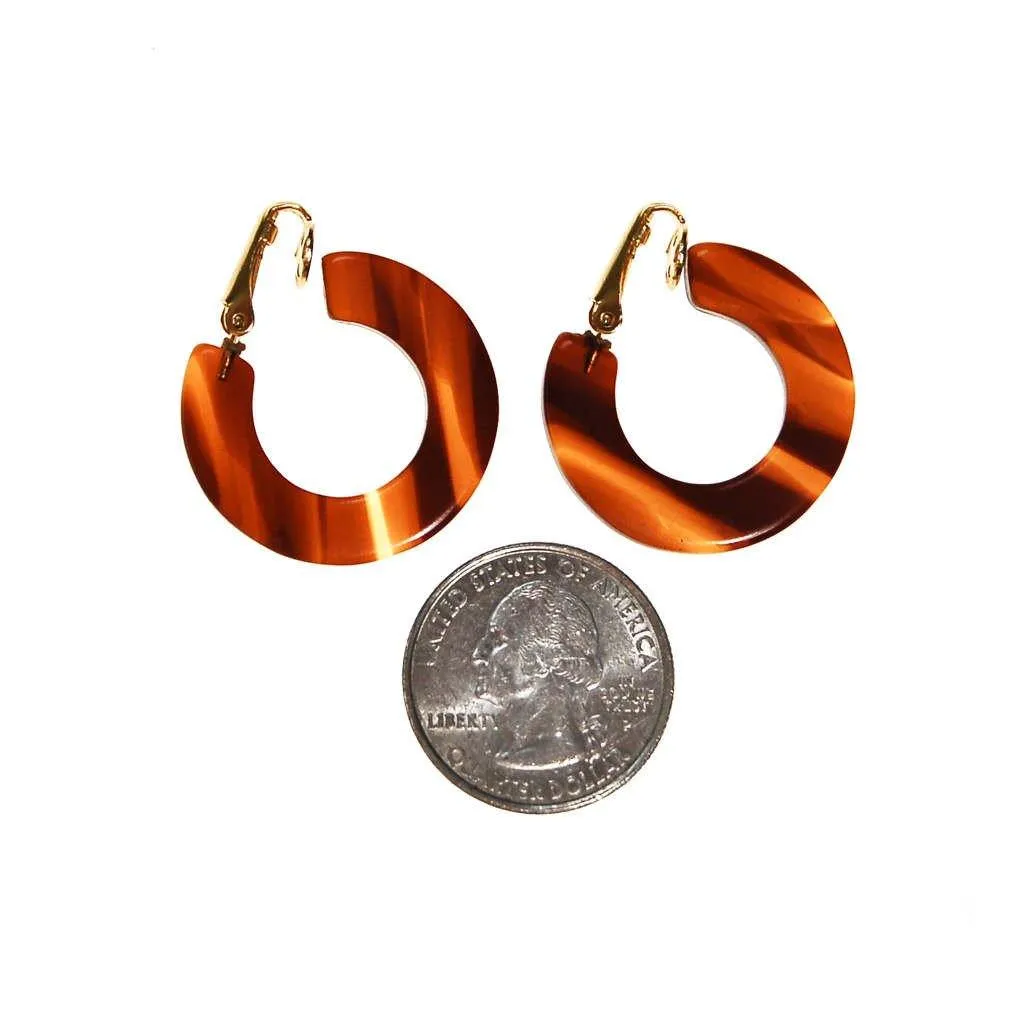 Faux Tortoise Lucite Hoop Earrings