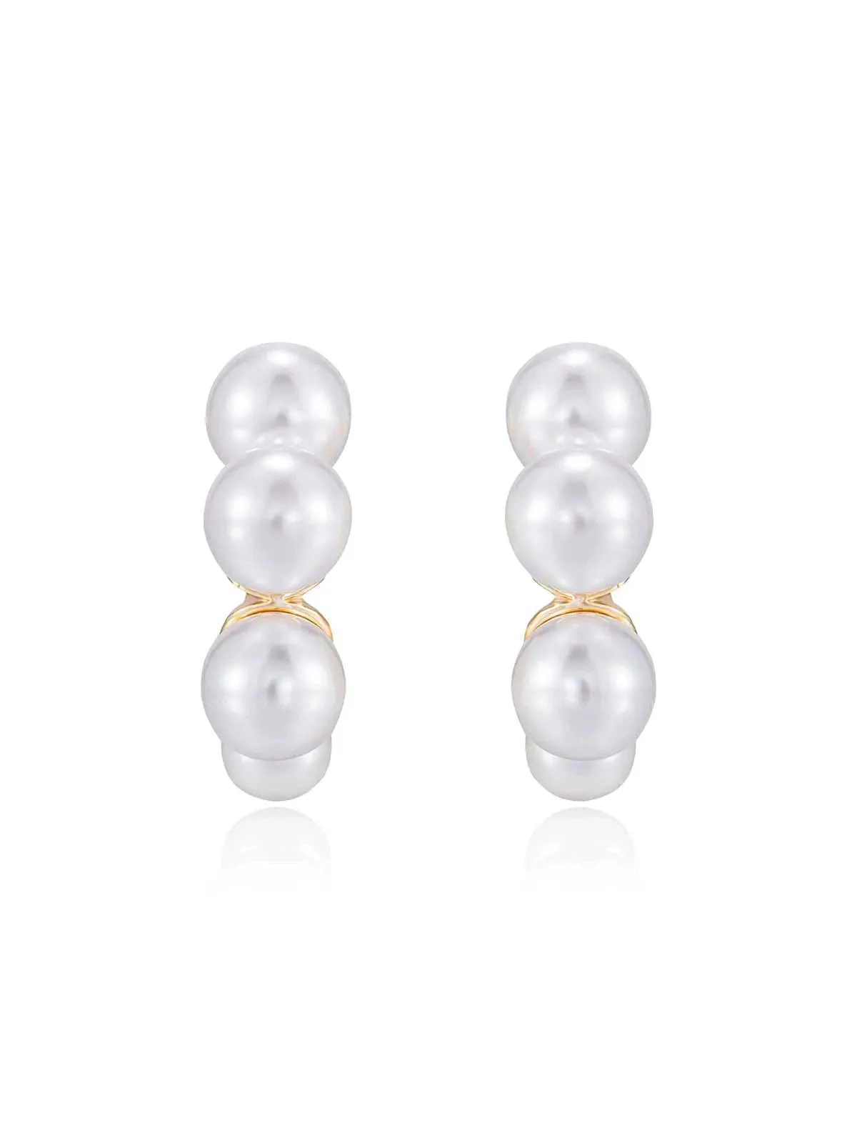 Five Point Pearl Hoop Earrings