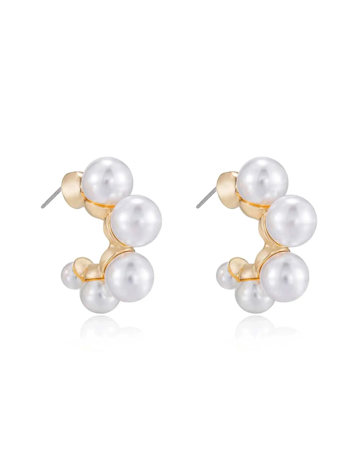 Five Point Pearl Hoop Earrings