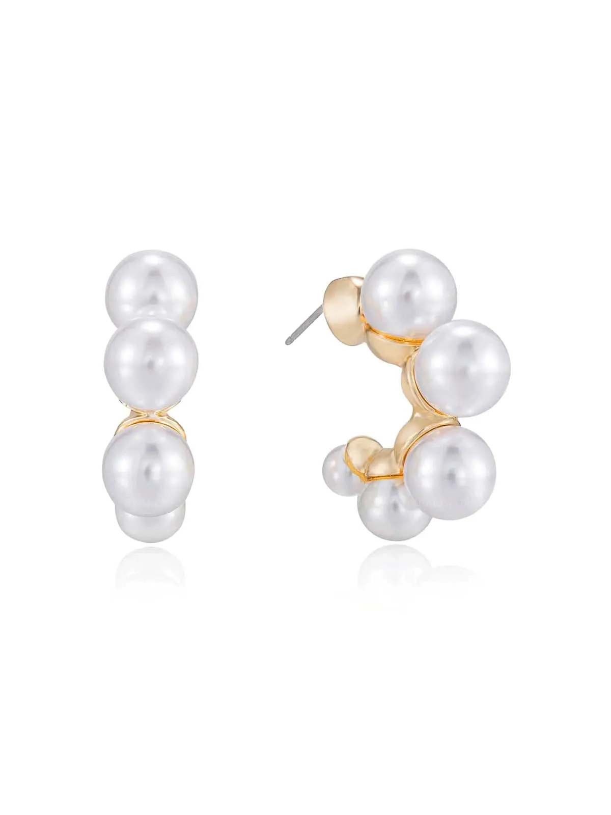 Five Point Pearl Hoop Earrings
