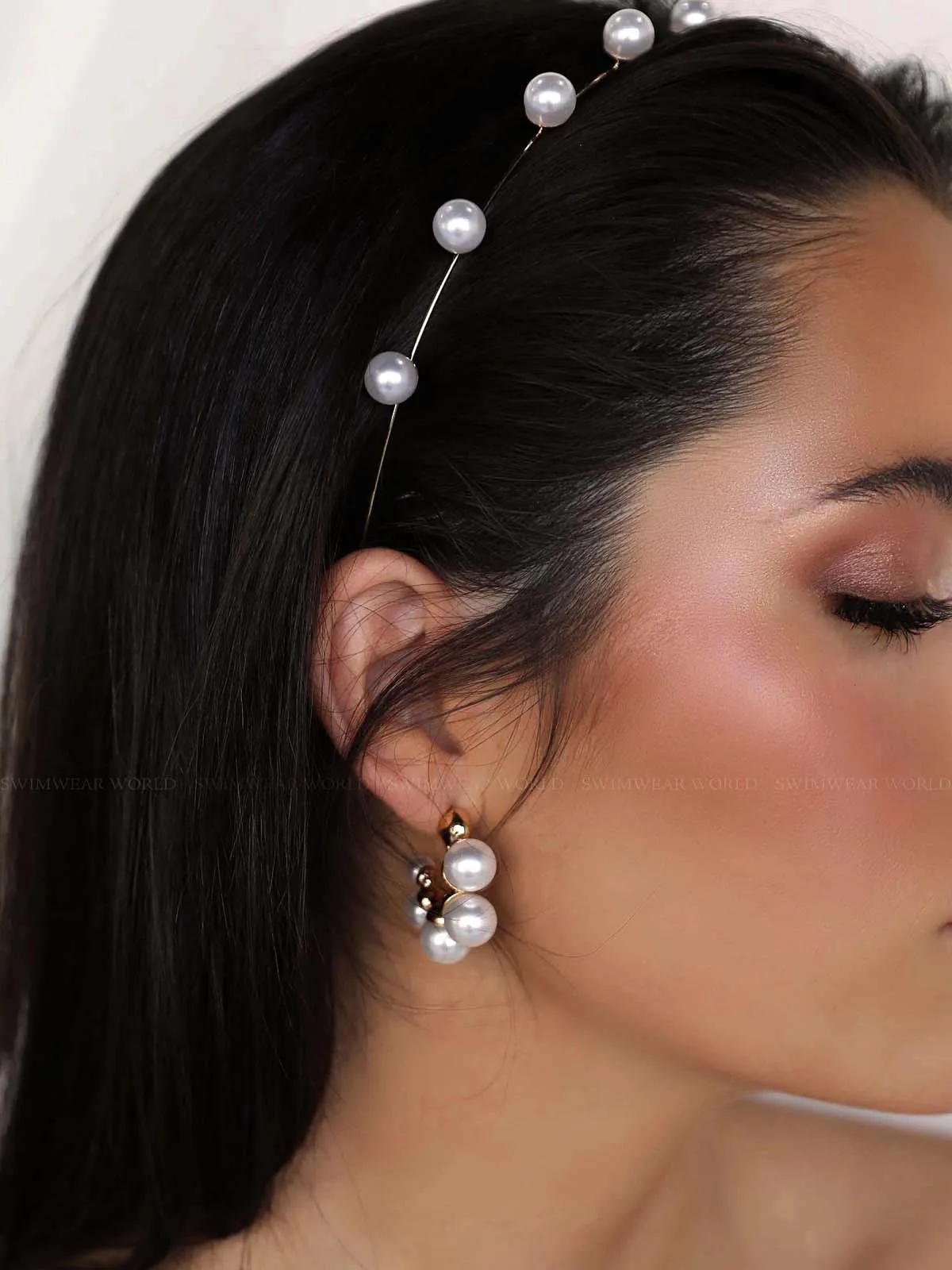 Five Point Pearl Hoop Earrings