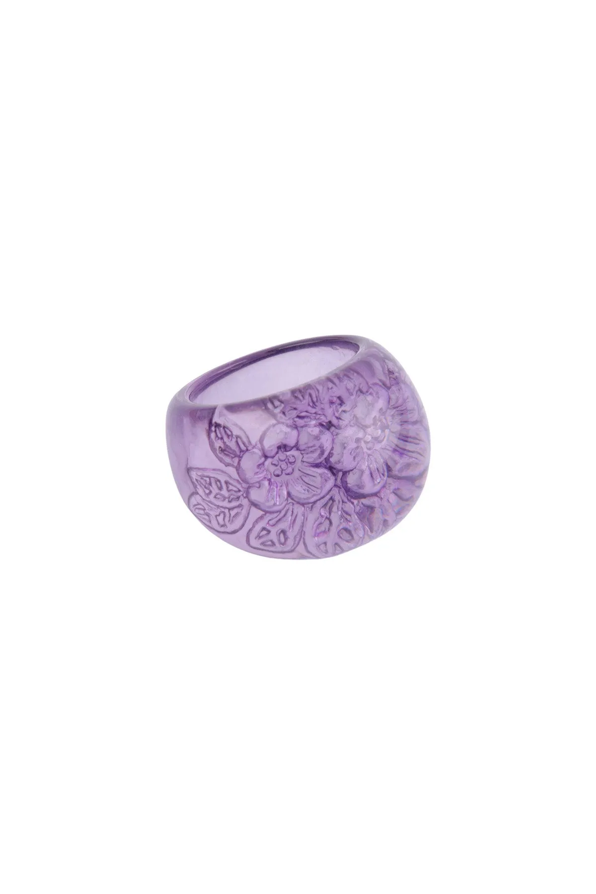 FLOWER LUCITE DOME SHAPE RESIN RING