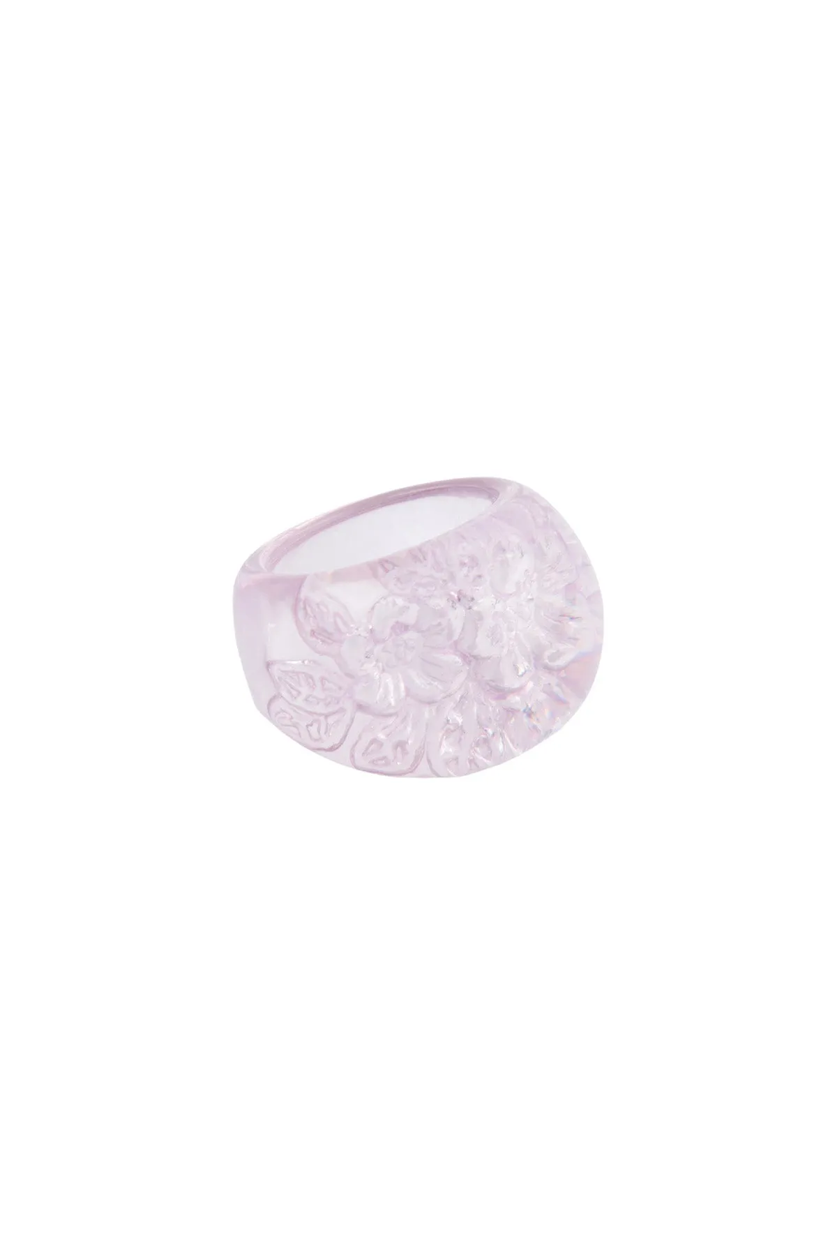 FLOWER LUCITE DOME SHAPE RESIN RING