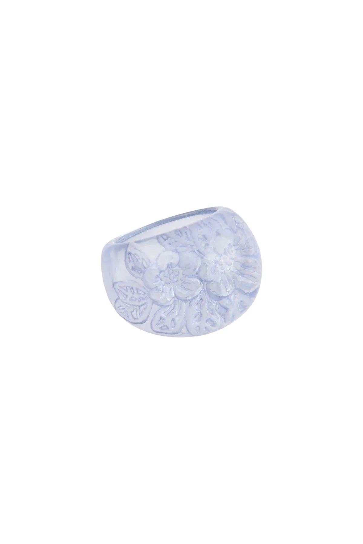 FLOWER LUCITE DOME SHAPE RESIN RING