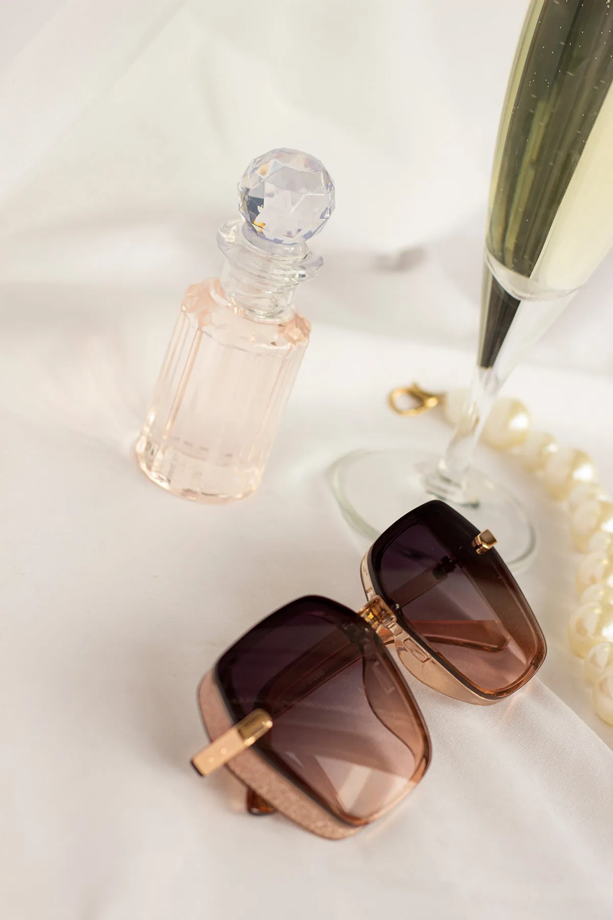Front Lens Glitter Detail Hexagonal Sunglasses