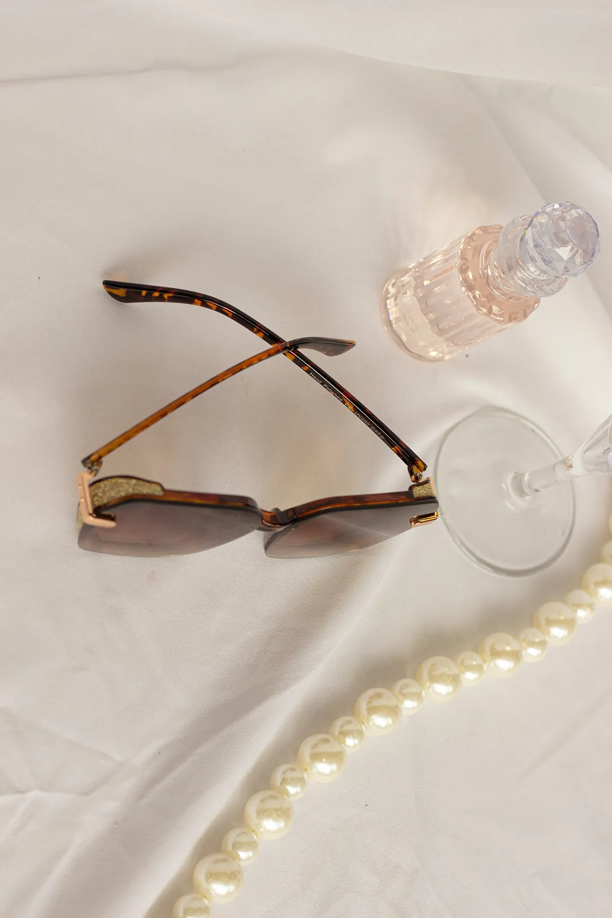 Front Lens Glitter Detail Hexagonal Sunglasses