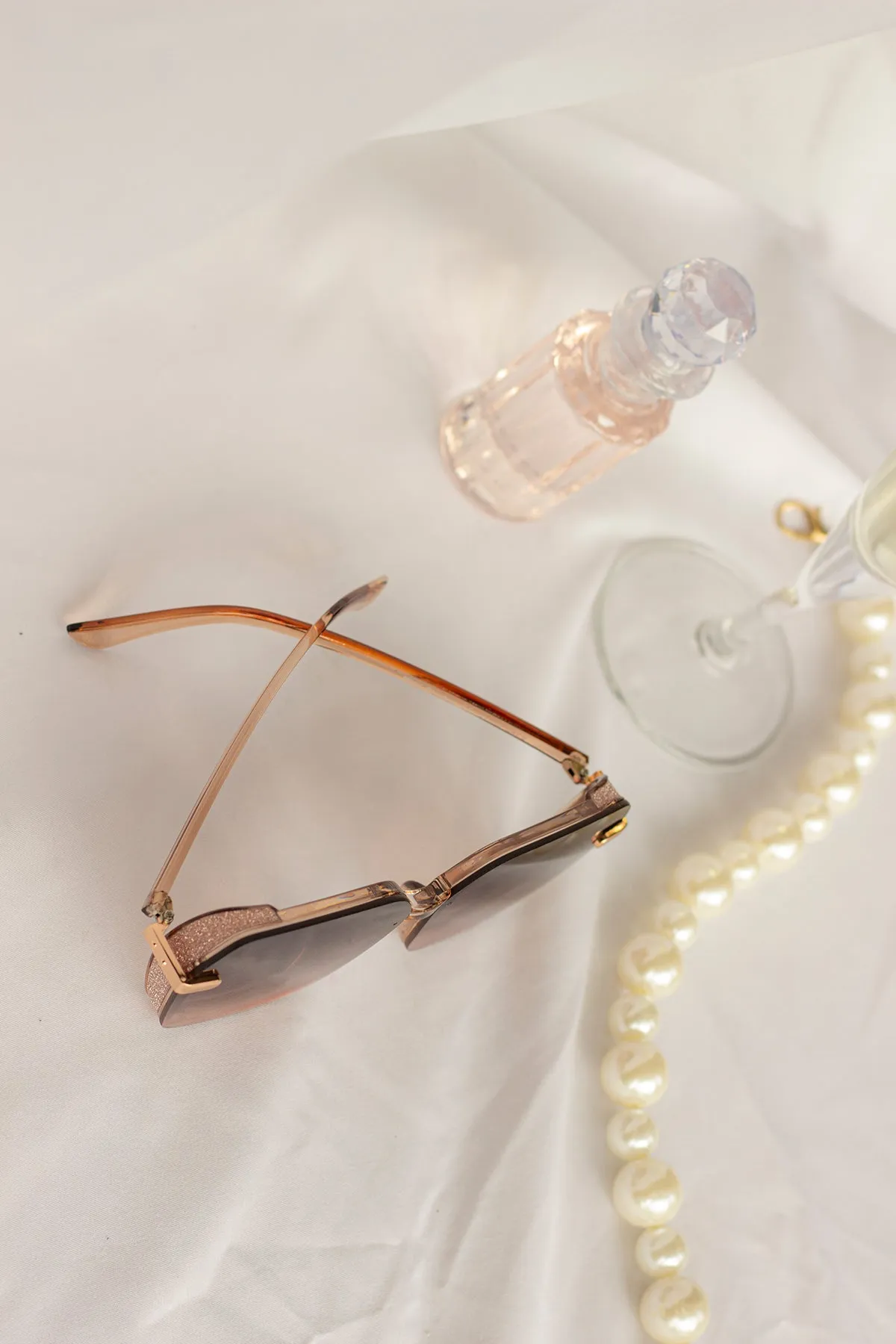 Front Lens Glitter Detail Hexagonal Sunglasses