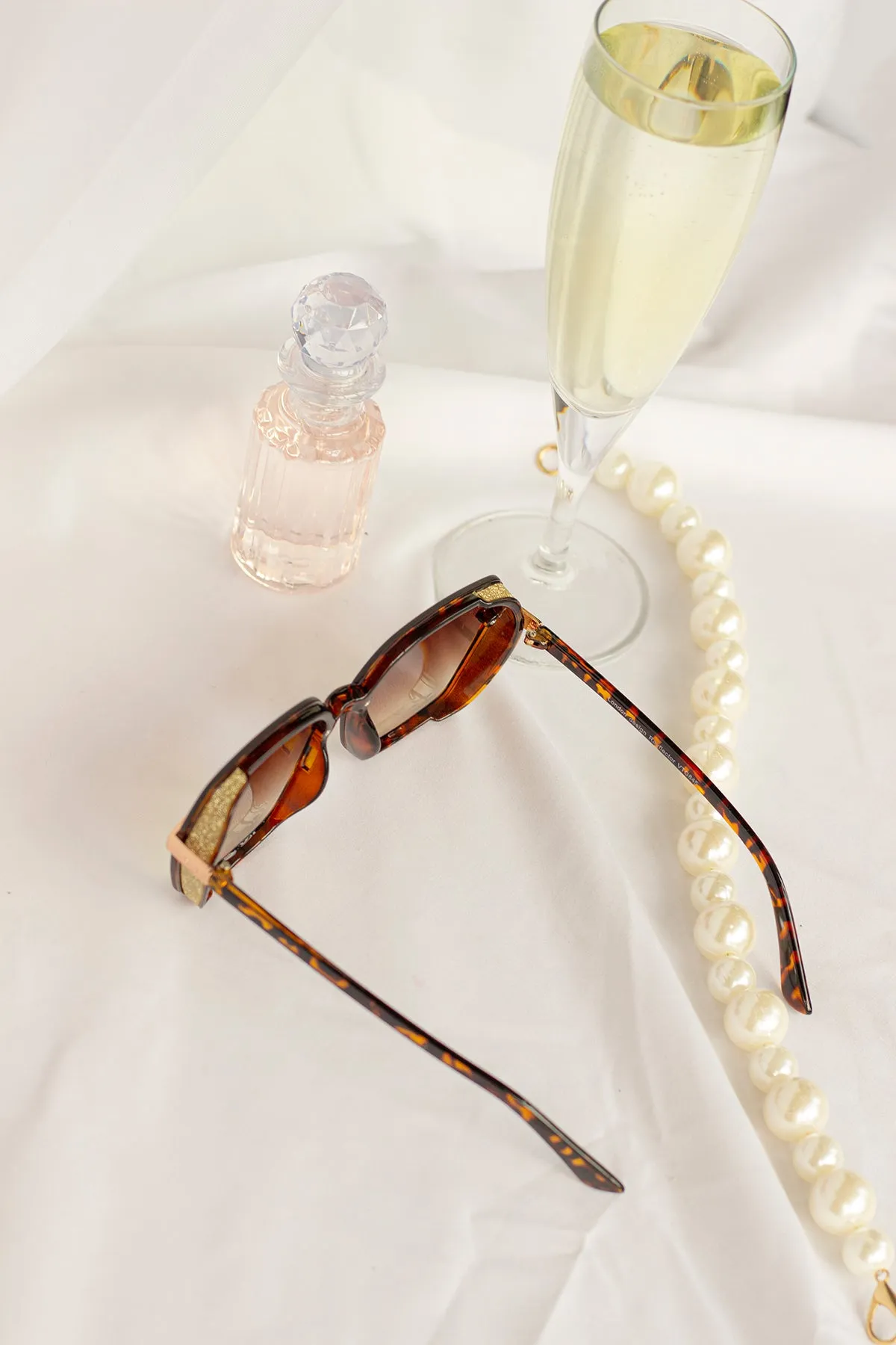 Front Lens Glitter Detail Hexagonal Sunglasses