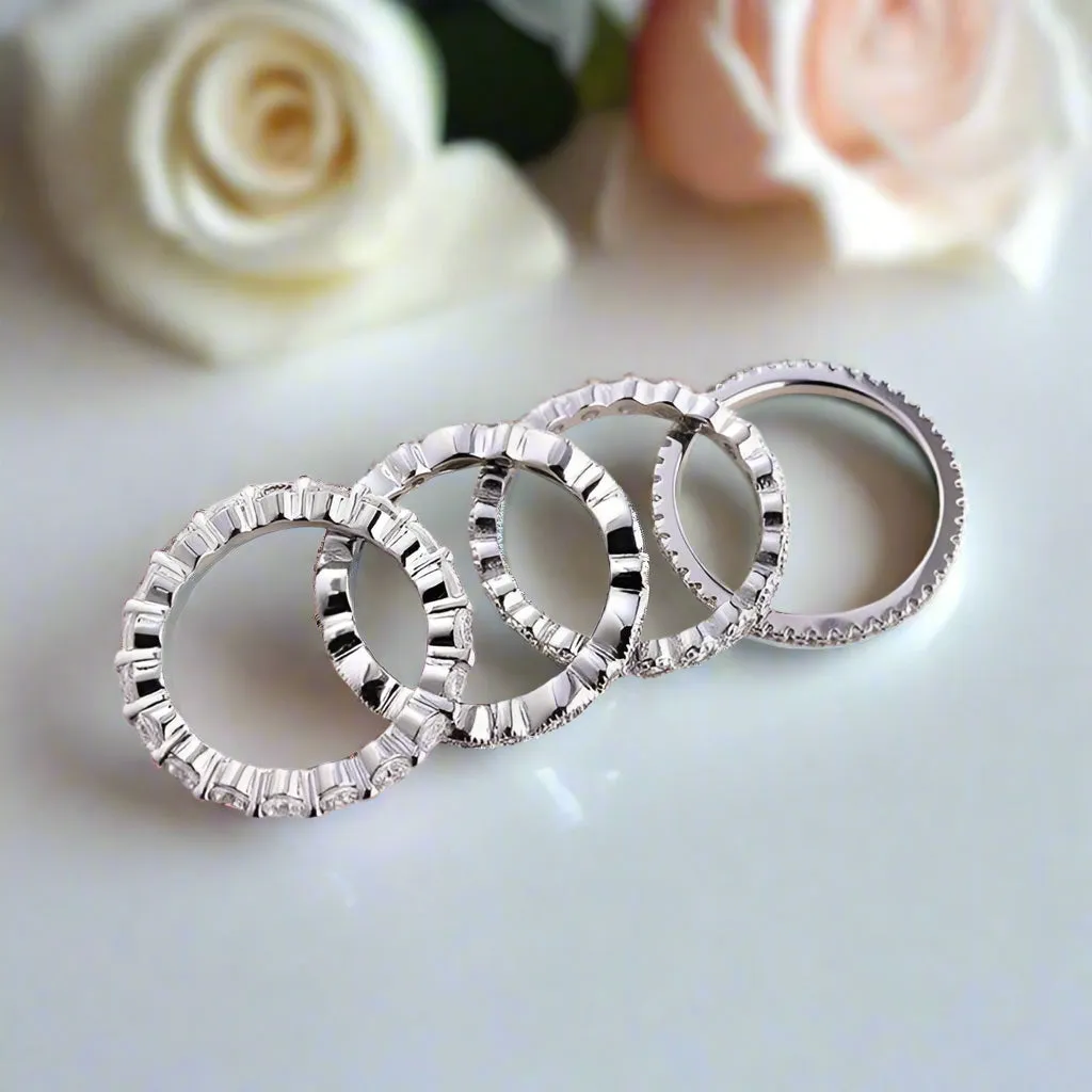Full Eternity 4PC Stackable Ring Band Set