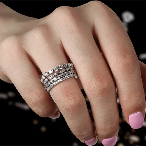 Full Eternity 4PC Stackable Ring Band Set