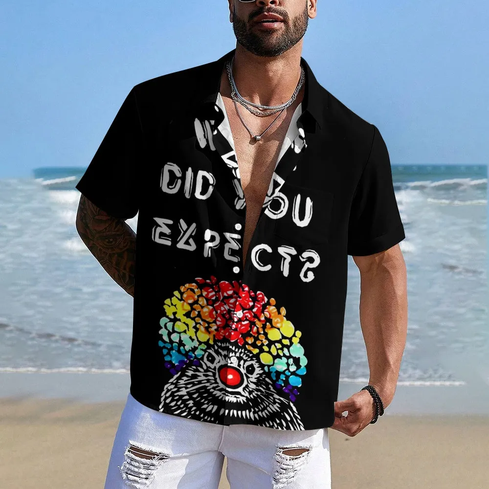 Funny Groundhog Day print Casual Short Sleeve Shirt 2412004400