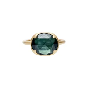 Gabriella Kiss 18k East/West Oval Rose Cut Green Sapphire Ring- 2.23ct