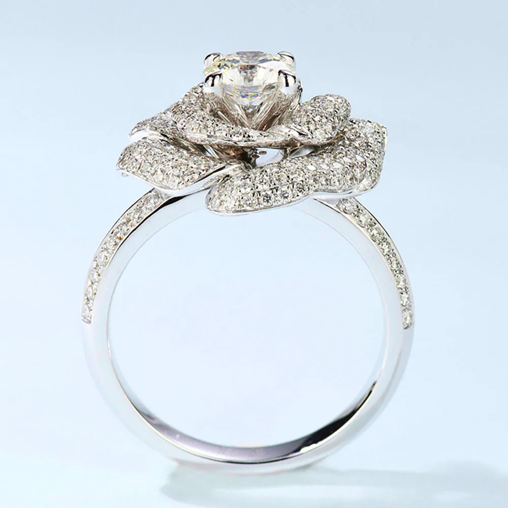 GIA Diamond Flower Engagement Ring