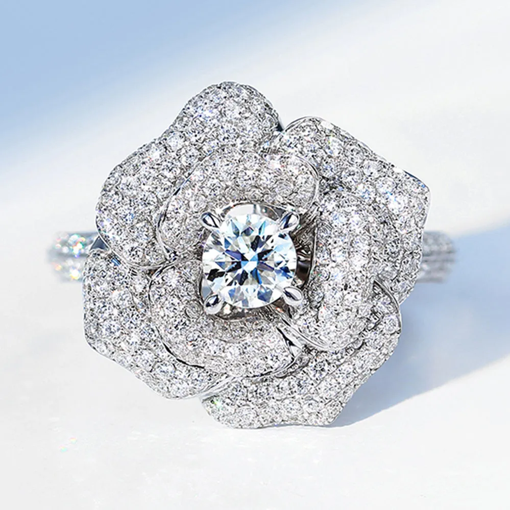 GIA Diamond Flower Engagement Ring
