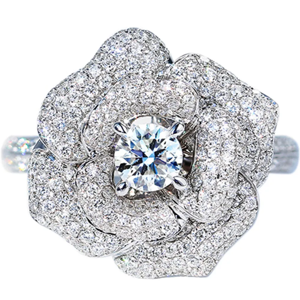 GIA Diamond Flower Engagement Ring