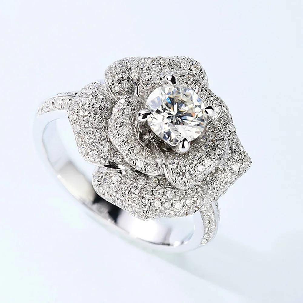 GIA Diamond Flower Engagement Ring