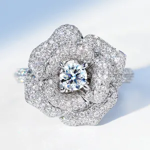 GIA Diamond Flower Engagement Ring
