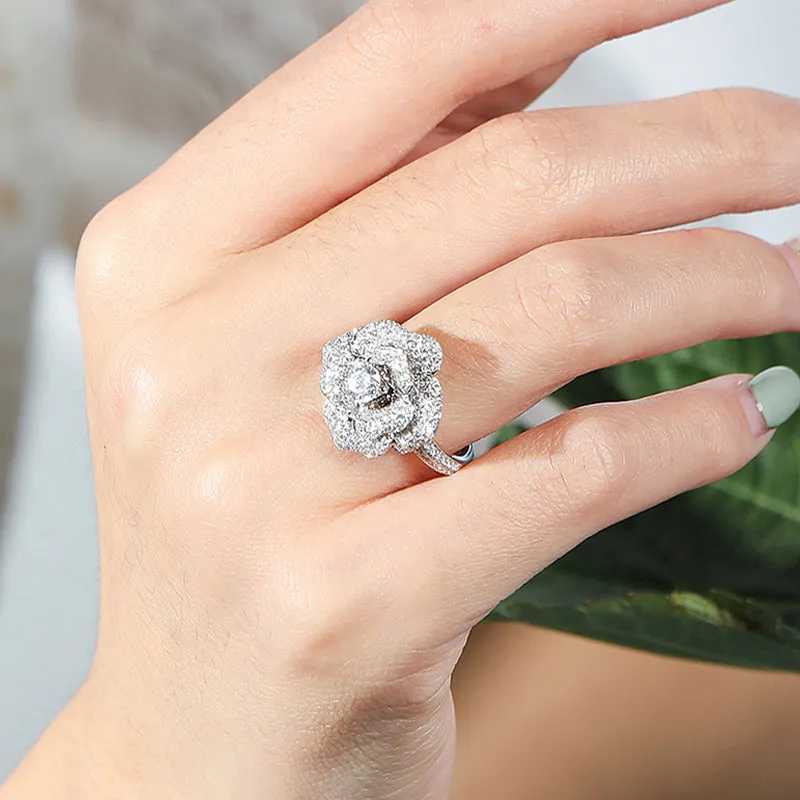 GIA Diamond Flower Engagement Ring