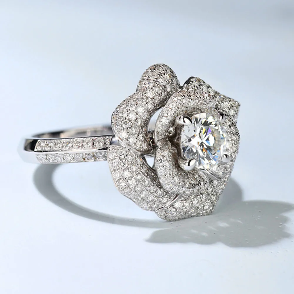 GIA Diamond Flower Engagement Ring