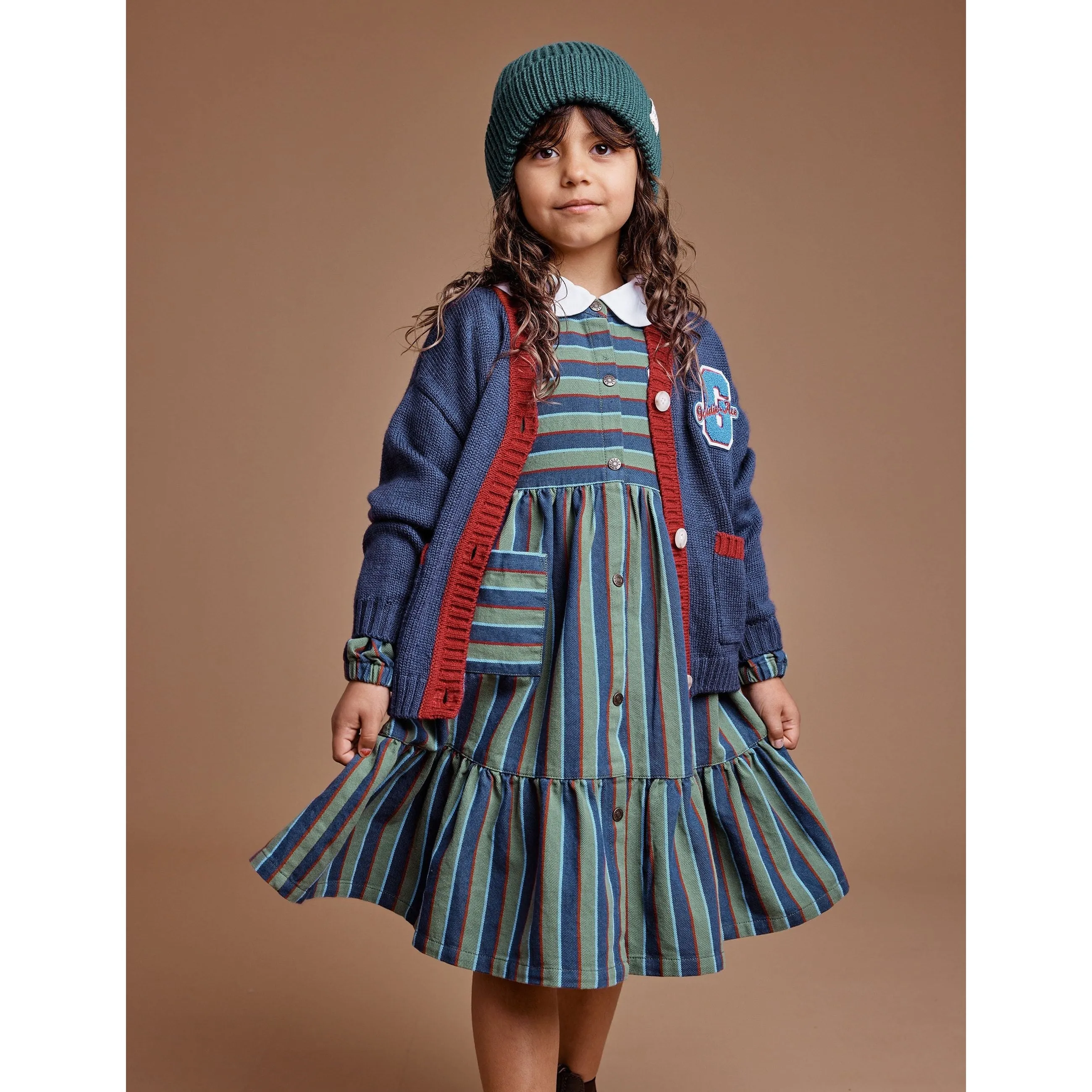 Gigi Tiered Twill Dress Heritage Stripe