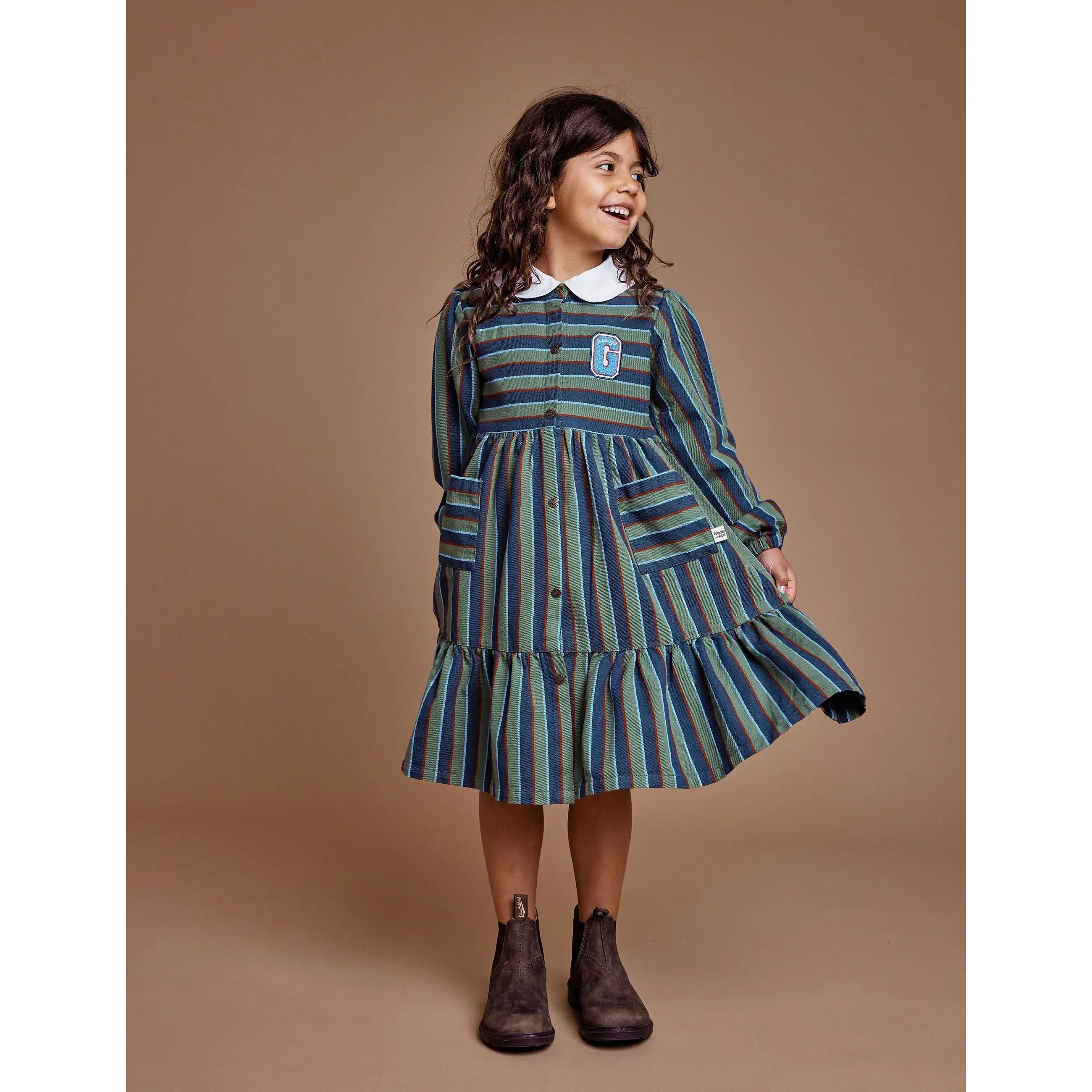 Gigi Tiered Twill Dress Heritage Stripe