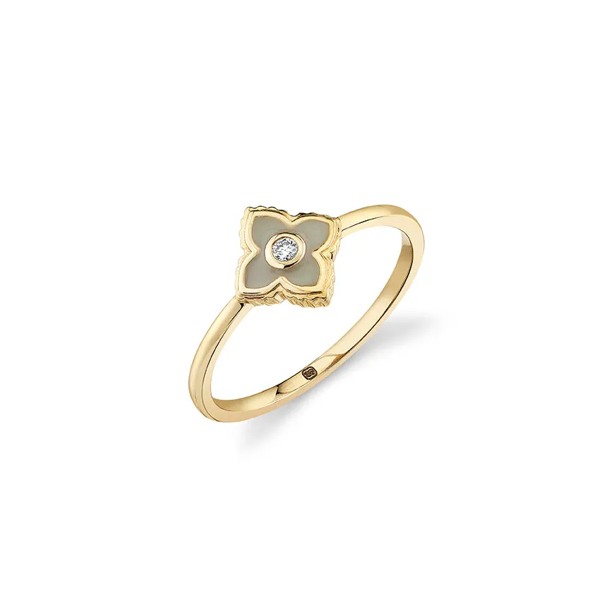 Gold & Diamond Enamel Moroccan Flower Ring
