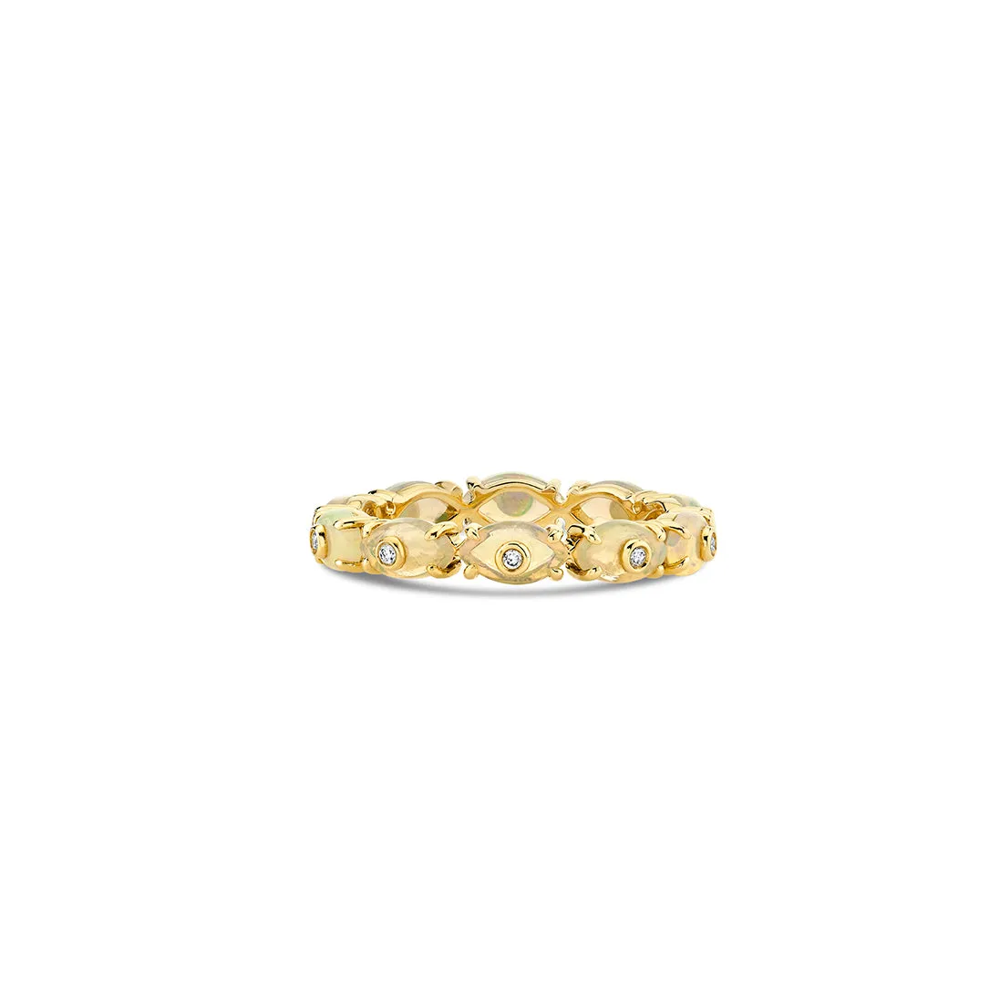 Gold & Diamond Tiny Carved Stone Eternity Ring