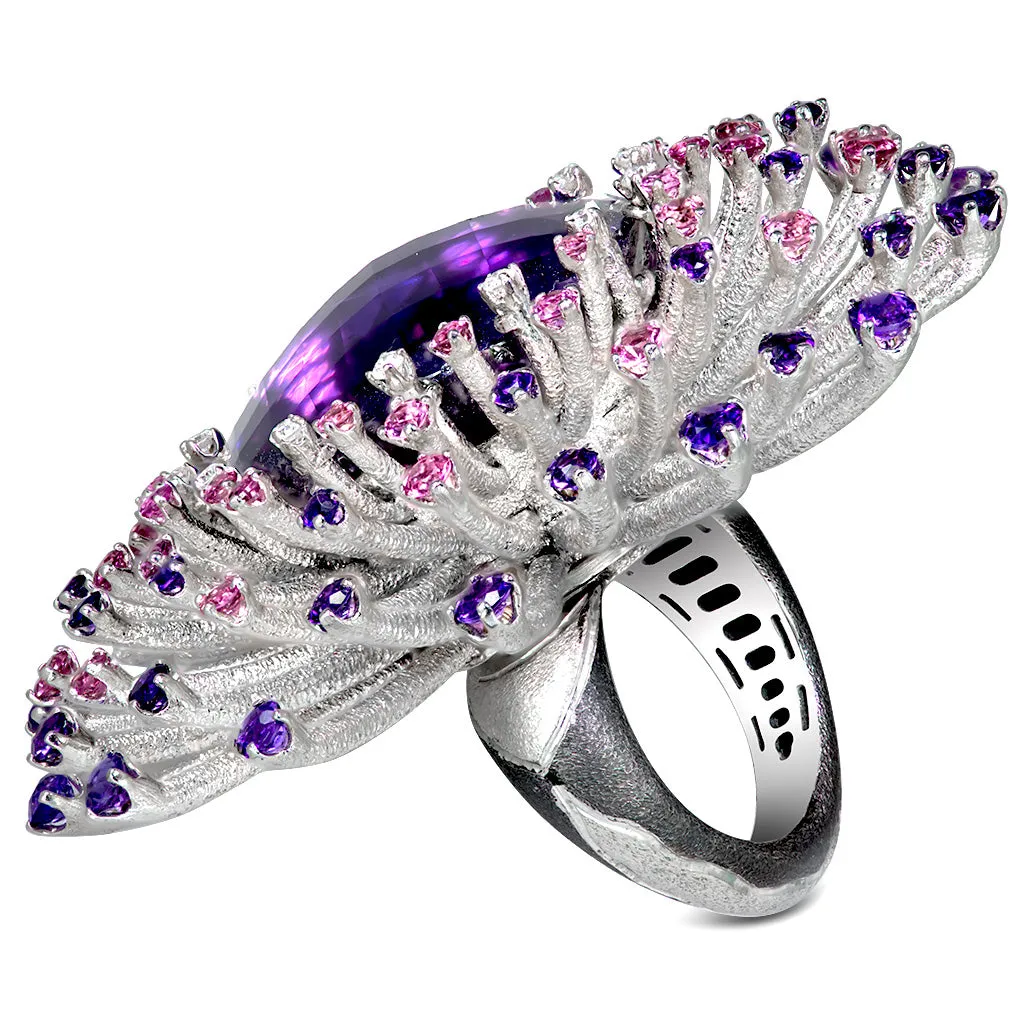 Gold Astra Ring with Amethyst, Tourmalines & Diamonds