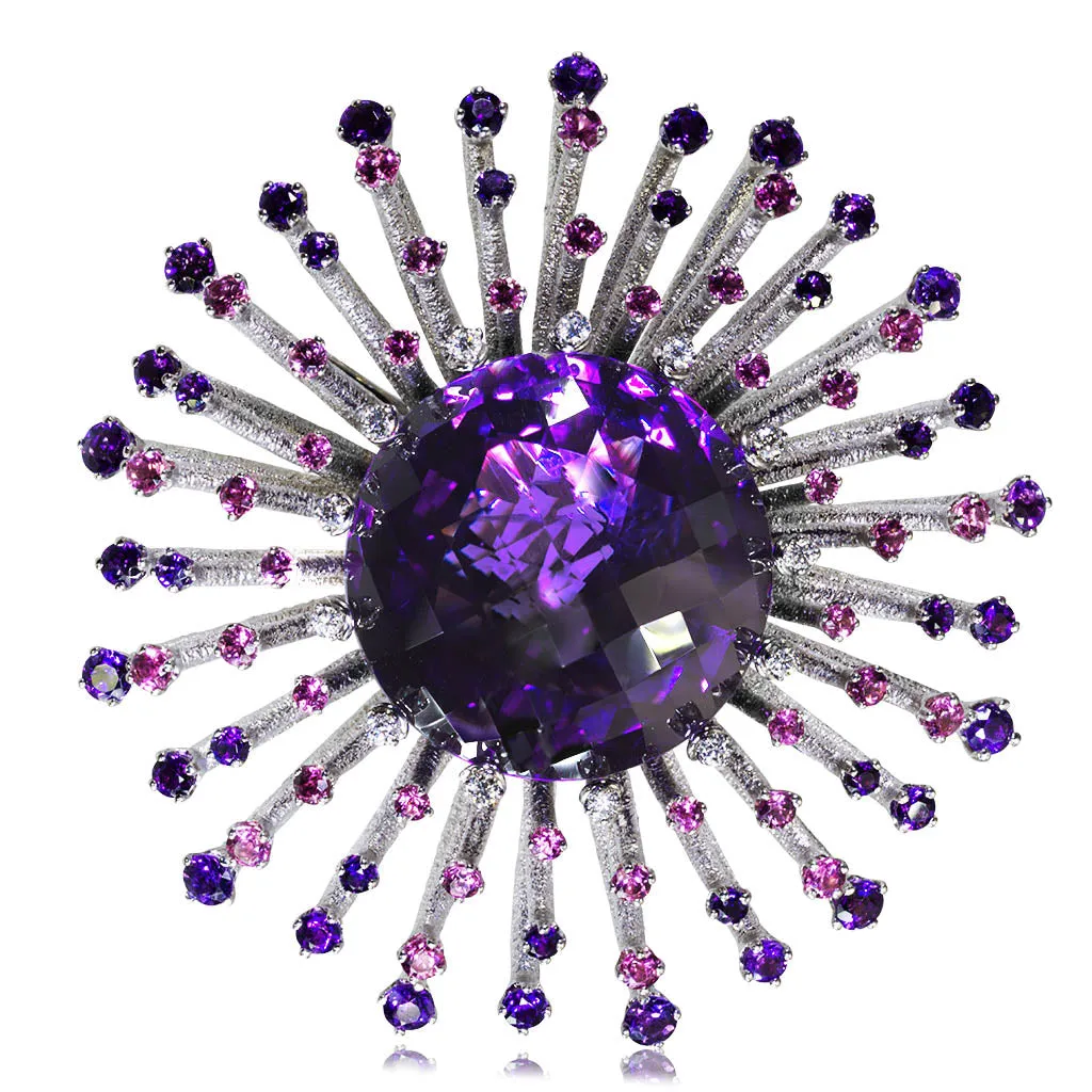 Gold Astra Ring with Amethyst, Tourmalines & Diamonds