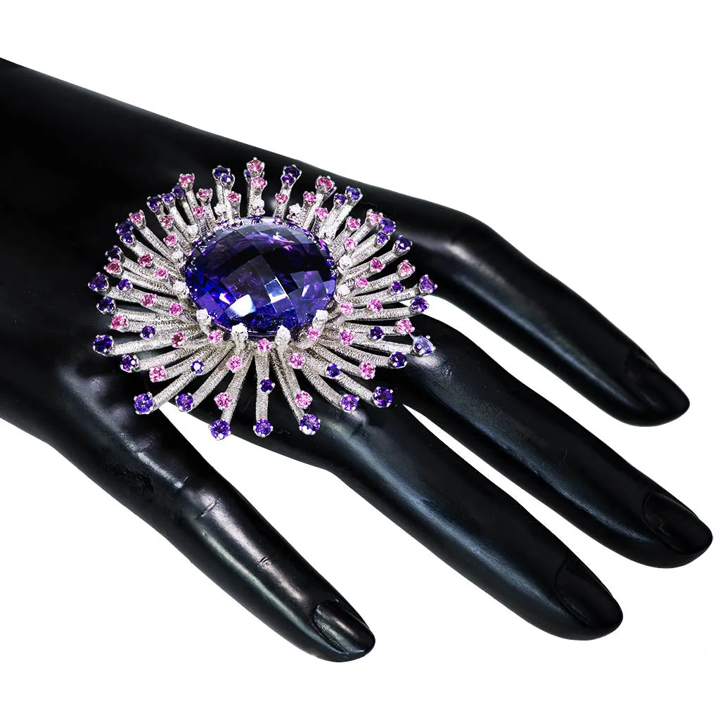 Gold Astra Ring with Amethyst, Tourmalines & Diamonds
