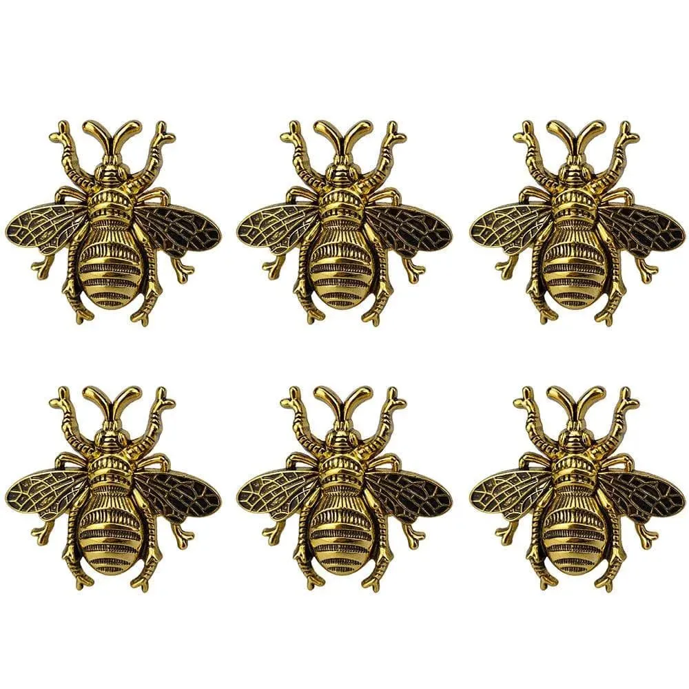 Gold Bumble Honey Bee Napkin Rings - 6 Pcs