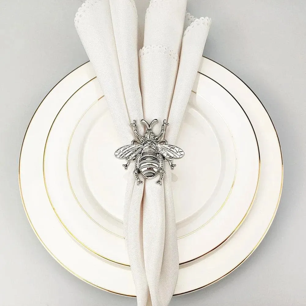 Gold Bumble Honey Bee Napkin Rings - 6 Pcs