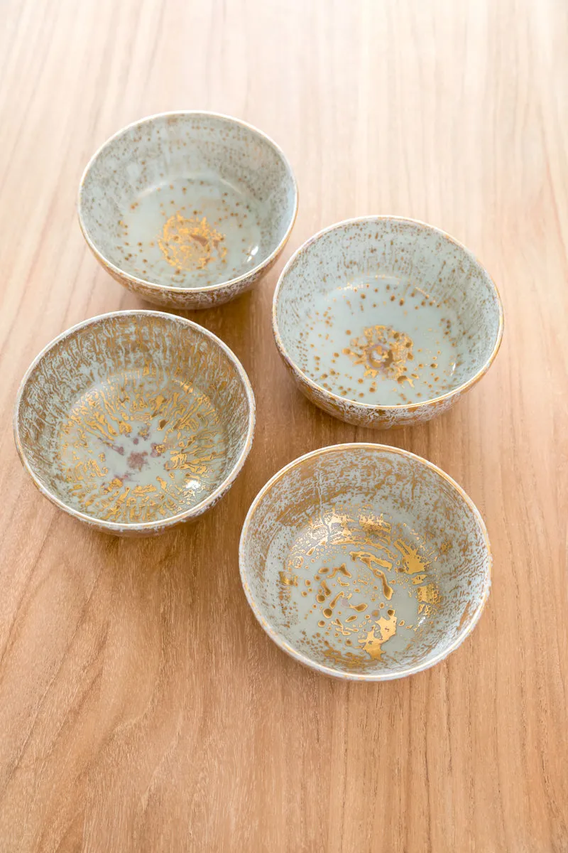 Gold Drizzle Glazed Accent Bowls