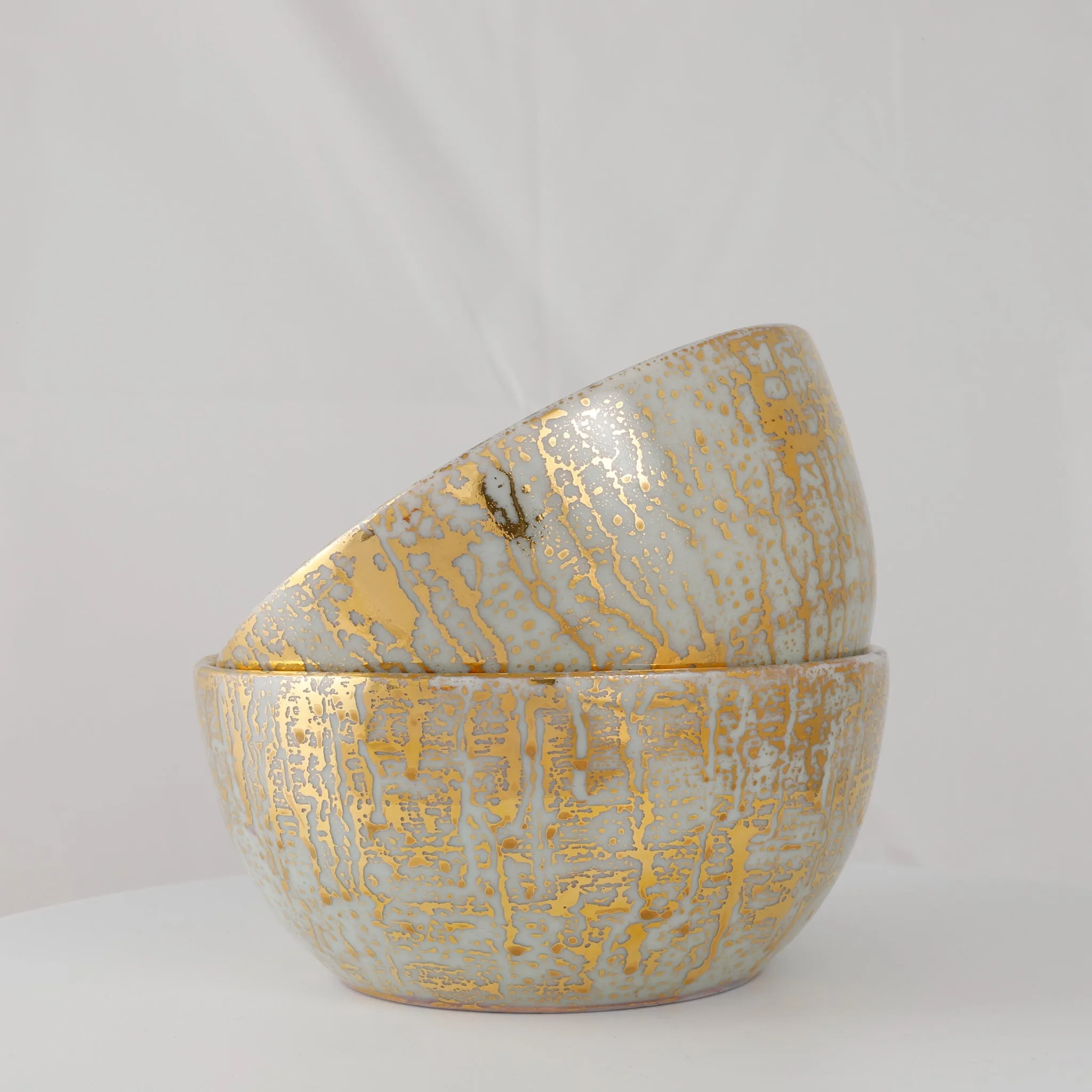 Gold Drizzle Glazed Accent Bowls