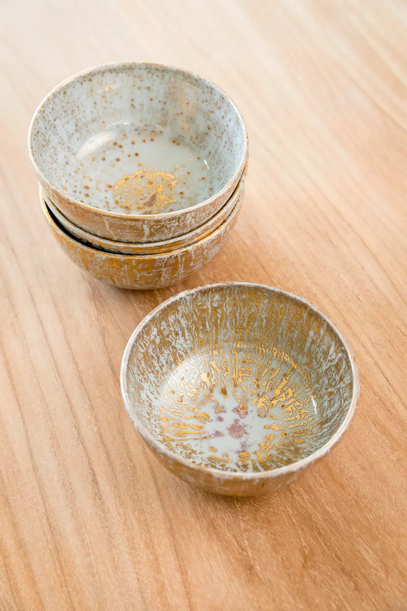 Gold Drizzle Glazed Accent Bowls