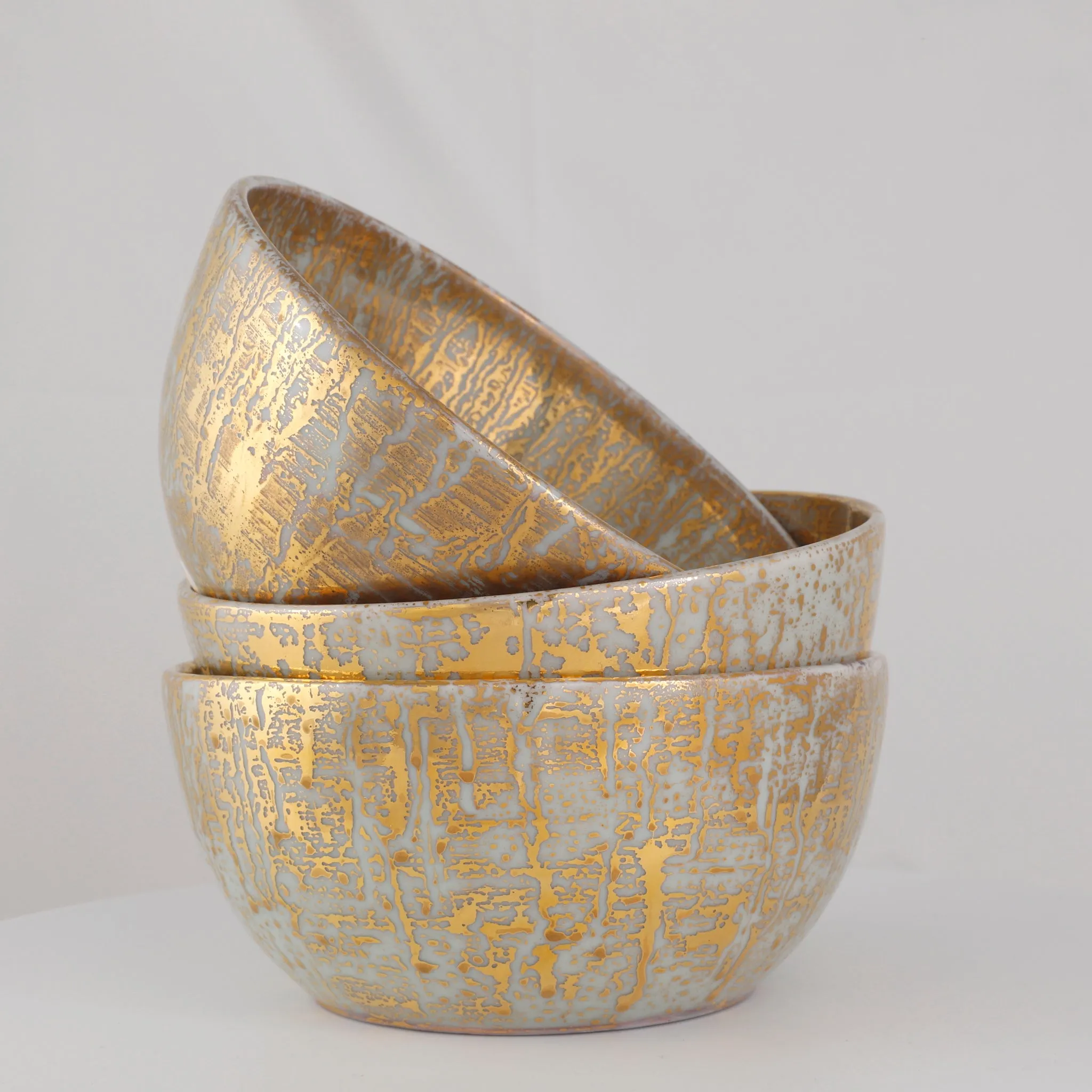 Gold Drizzle Glazed Accent Bowls