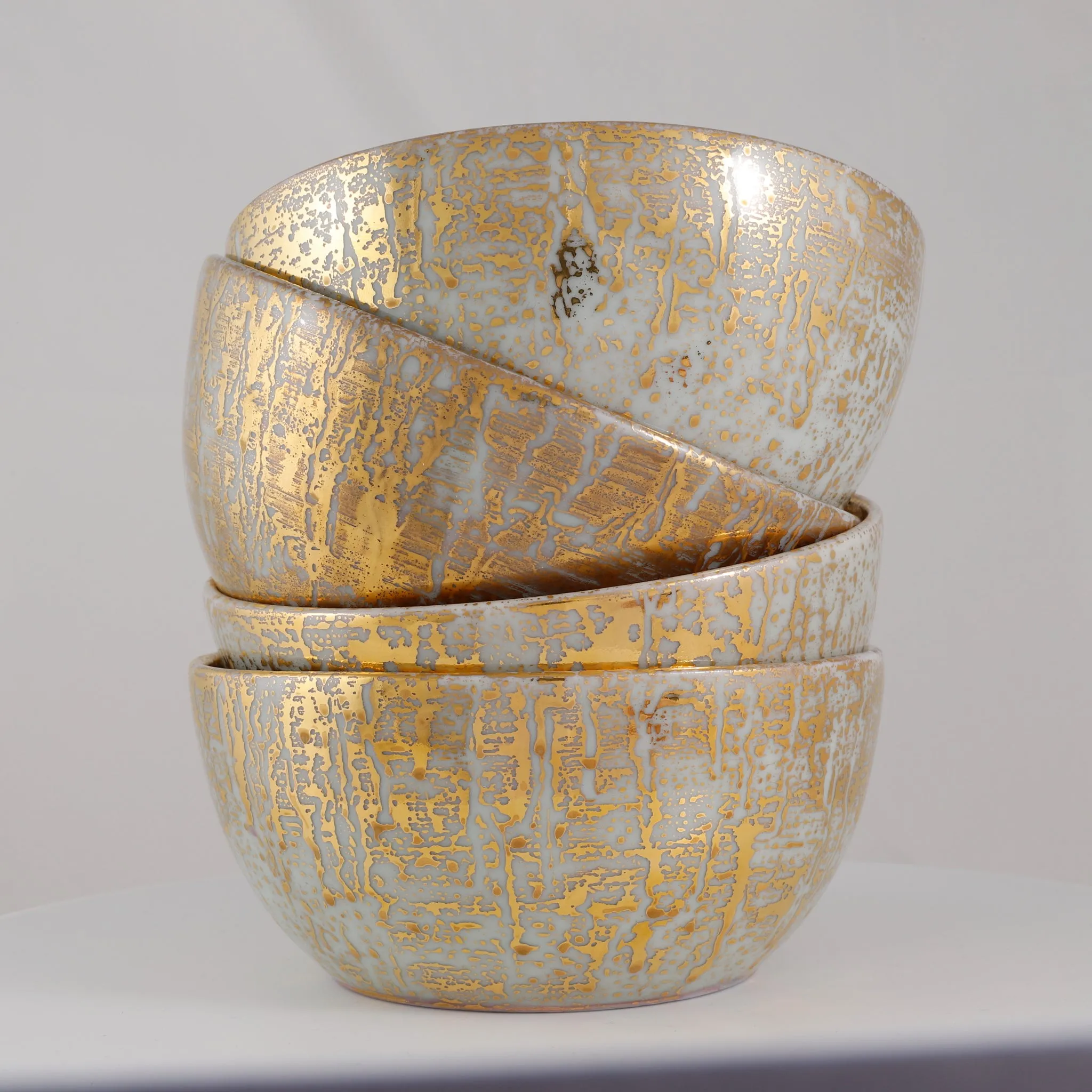 Gold Drizzle Glazed Accent Bowls