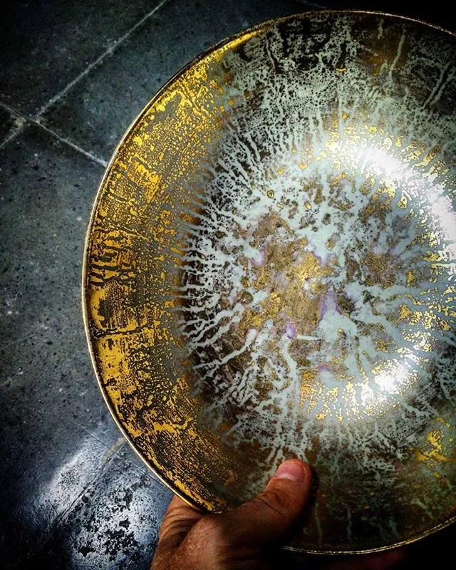 Gold Drizzle Glazed Accent Bowls