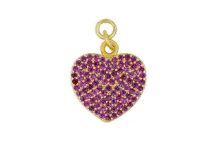 Gold Large Pink Pave Heart Charm
